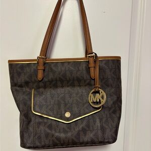 Michael Kors Dark Brown Tote with Gold Accents